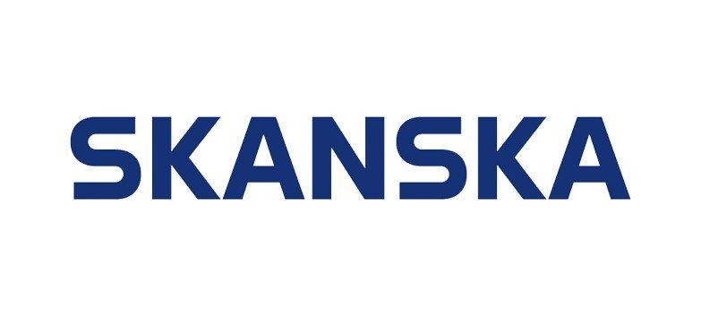 Skanska logo on a white background.